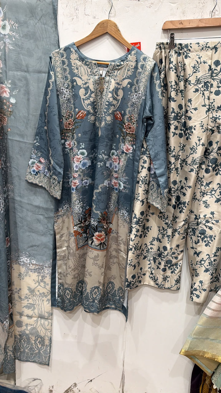 WL05 Embroidered Winter Linen 3-Piece Suit - East meets west clothing 