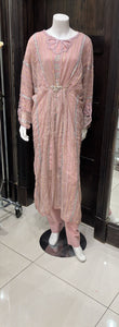 CHIFFON EMBROIDERED & EMBELLISHED KAFTAN 2 PIECE SUIT 303B