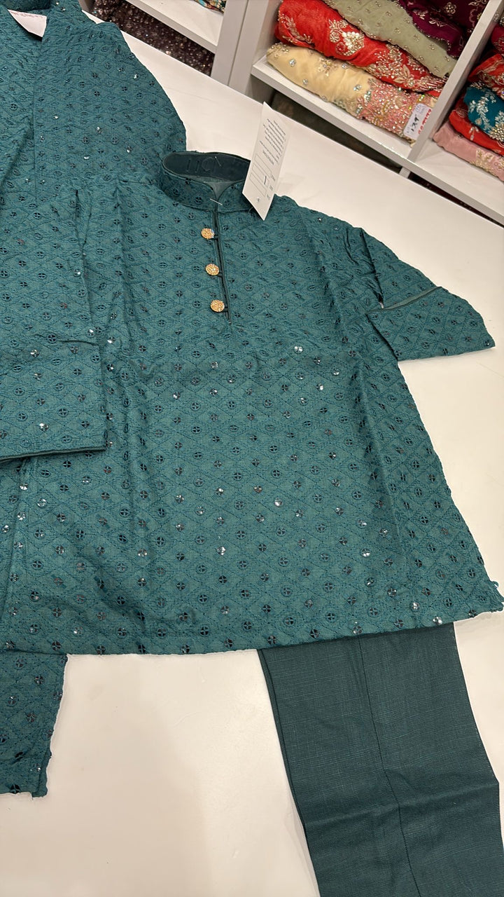 CK728 - Green Chikankari Set for Boys and Men