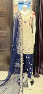 HEAVY EMBROIDERED NET 3 PIECE SHALWAR SUIT 189C
