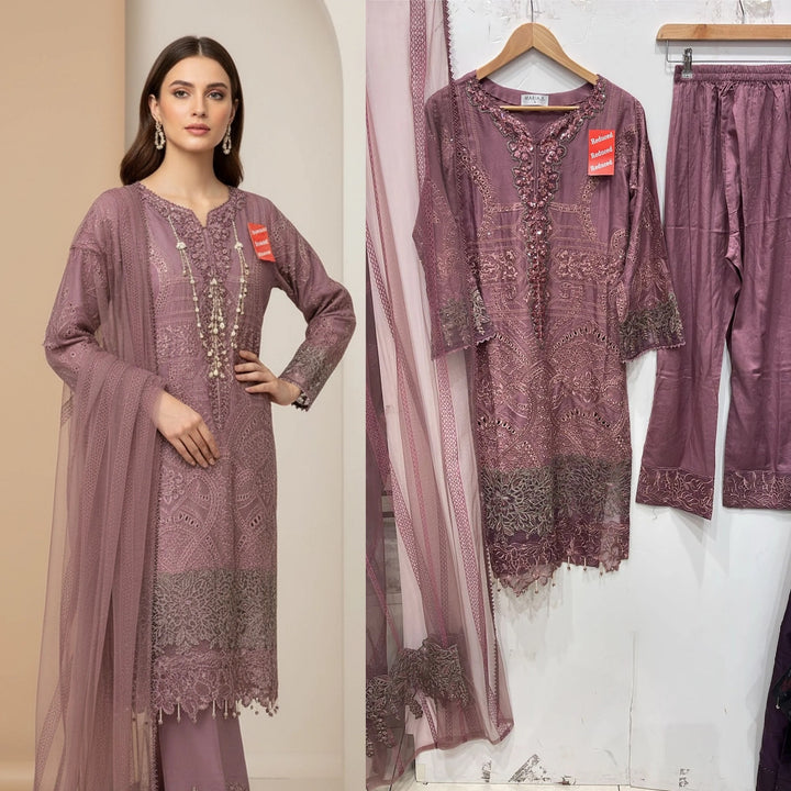 1173B - Pink Embroidered Linen 3 Piece suit