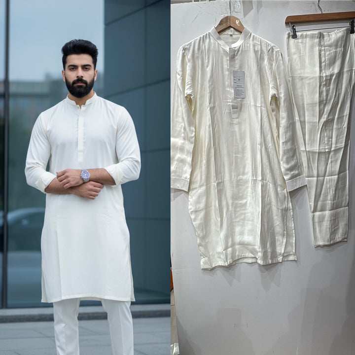 Dno. 01b Men's Cream traditional Kameez set