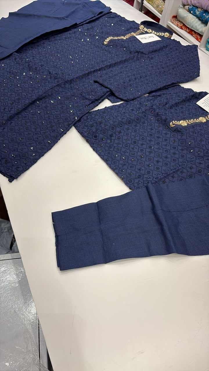 CK723 - Blue Chikankari Set for Boys and Men
