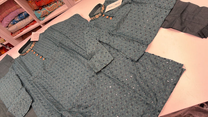 CK728 - Green Chikankari Set for Boys and Men
