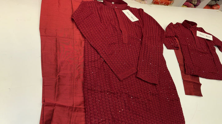 CK701 - Red Chikankari Set for Boys and Men