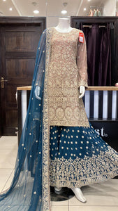 HEAVY EMBROIDERED NET SHARARA SUIT 1191A