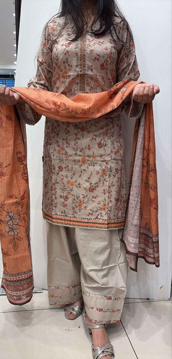 FKS05 - Bin Saeed Farshi Shalwar Lawn Print 3 Piece Suit