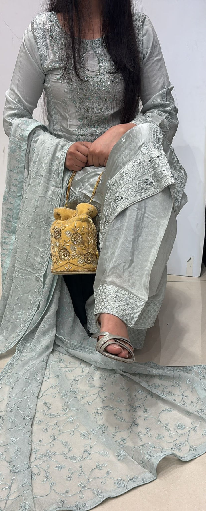 AG22c- EMBROIDERED SILK 3 PIECE SUIT