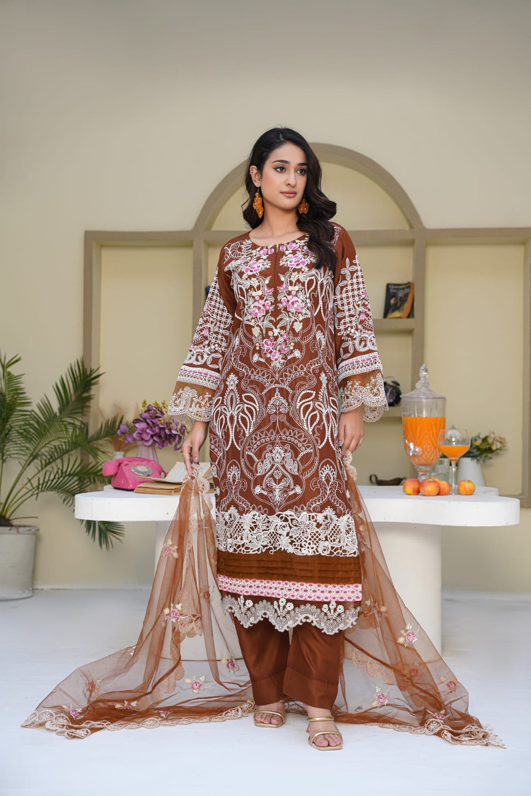 1163D - Embroidered Linen 3 Piece suit