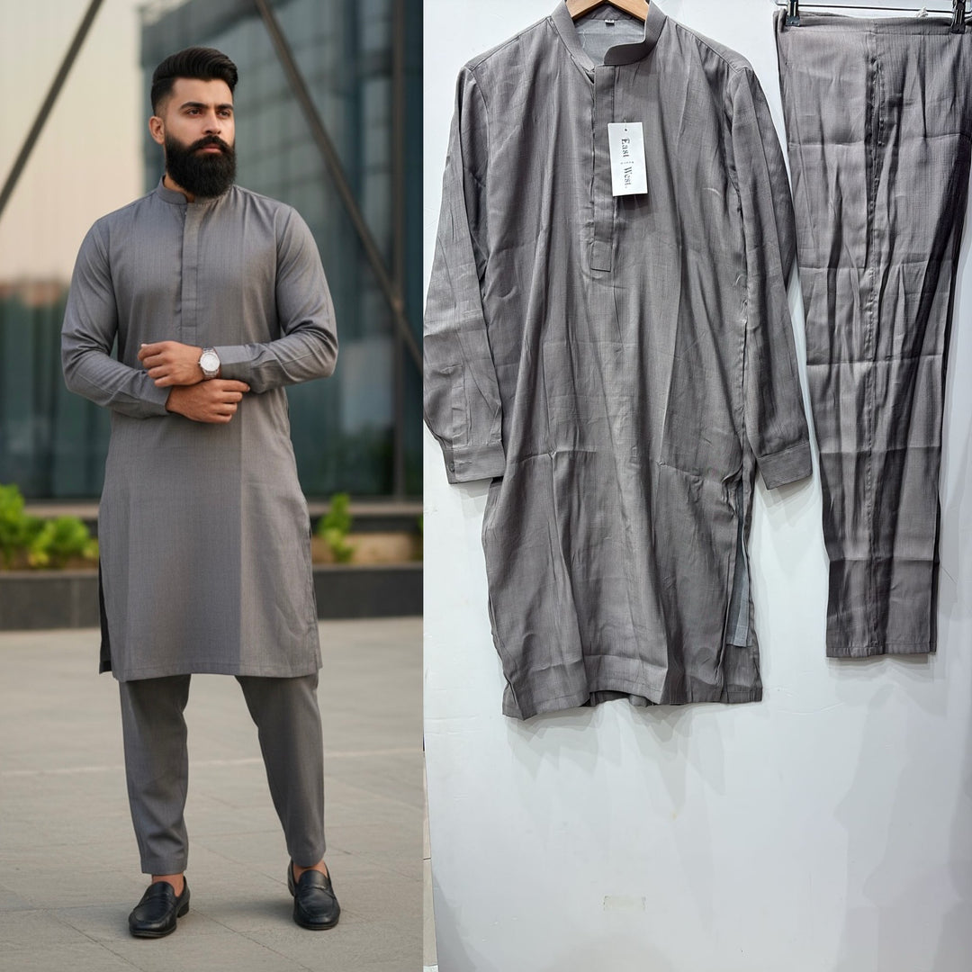 Dno. 01d Men's Dark Grey traditional Kameez set