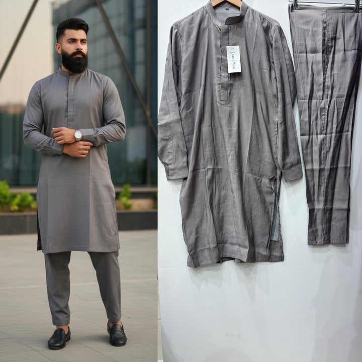 Dno. 01d Men's Dark Grey traditional Kameez set