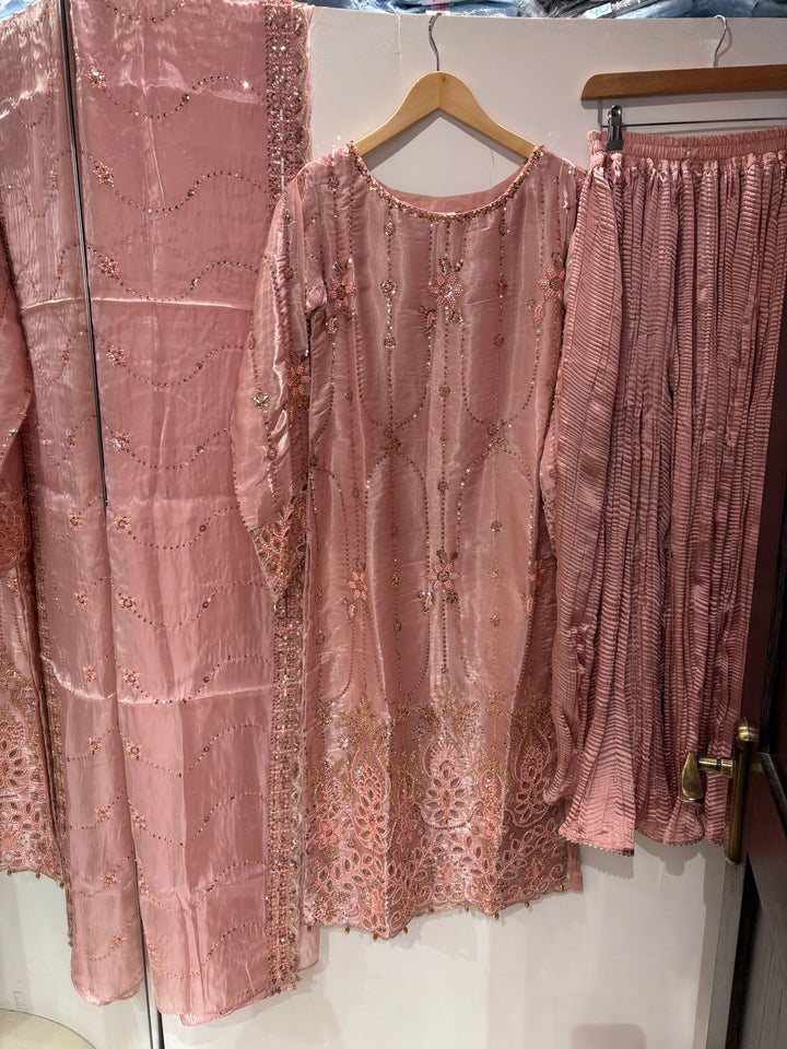 390Q- EMBROIDERED & EMBELLISHED SILK SUIT