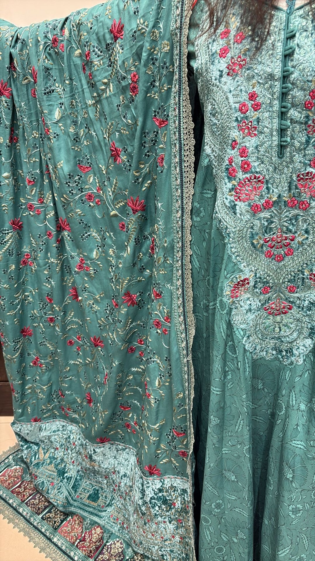 MARIA. B. LINEN READY TO WEAR TEAL DL-1105