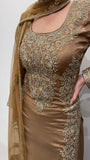 HEAVY EMBROIDERED SILK 3 PIECE SUIT 0191G