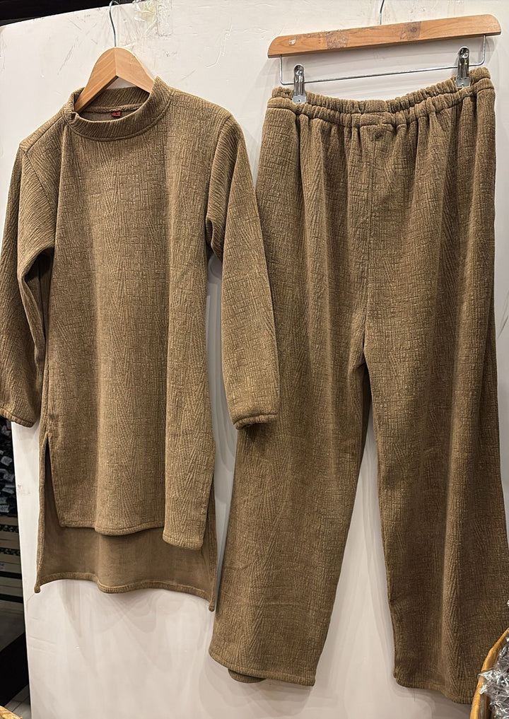 LV04 - BROWN WINTER STRETCH JERSEY CO-ORD SETS