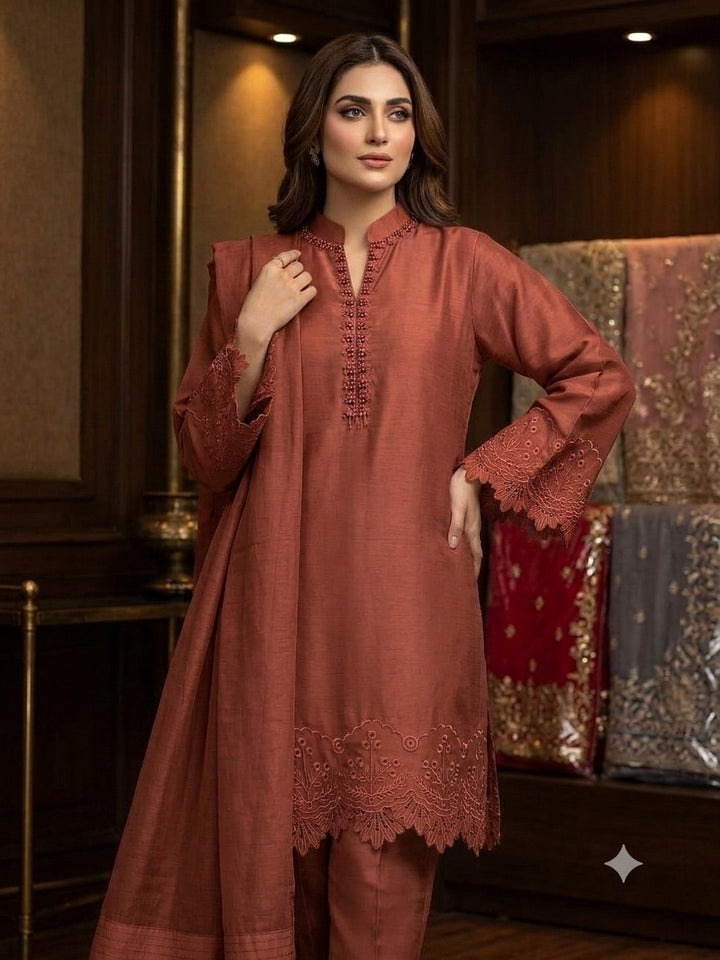 1116E - Copper Embroidered Viscose Shalwar Suit
