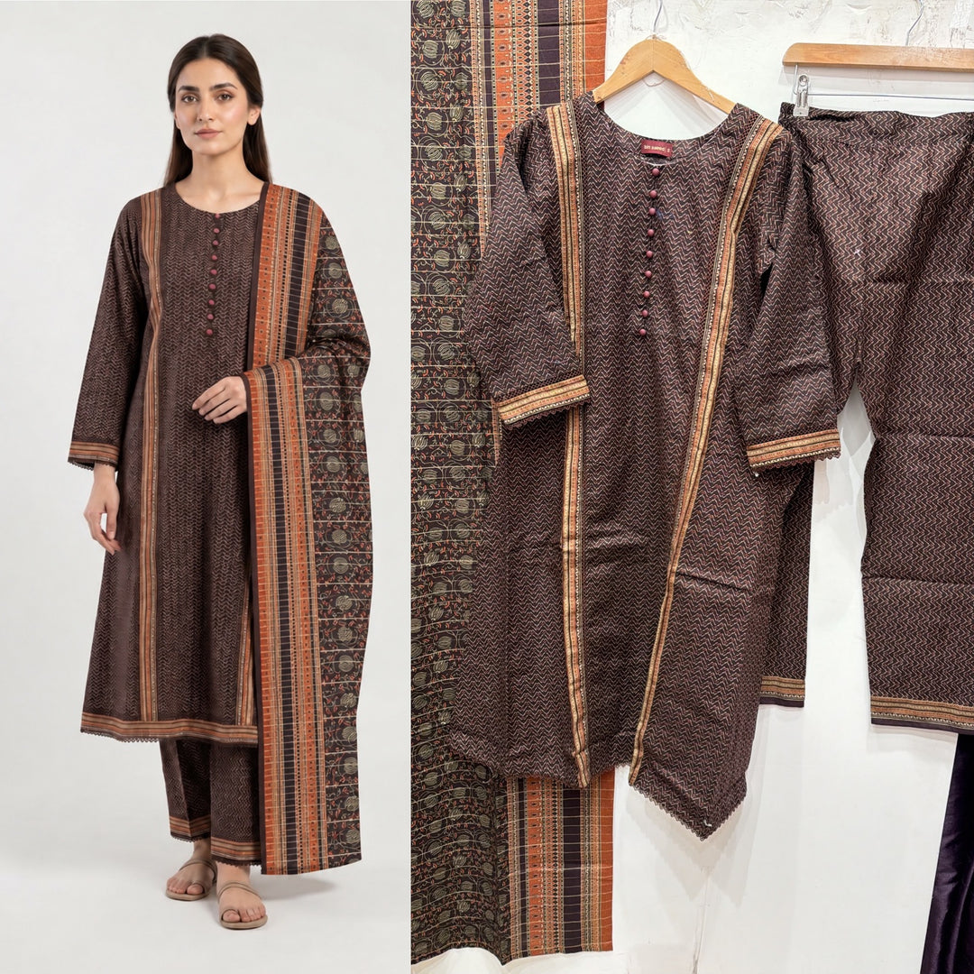 KBS09 Bin Saeed Soft Winter Khadder 3-Piece Suit - East meets west clothing 