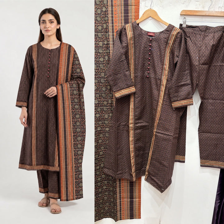 KBS09 Bin Saeed Soft Winter Khadder 3-Piece Suit - East meets west clothing 