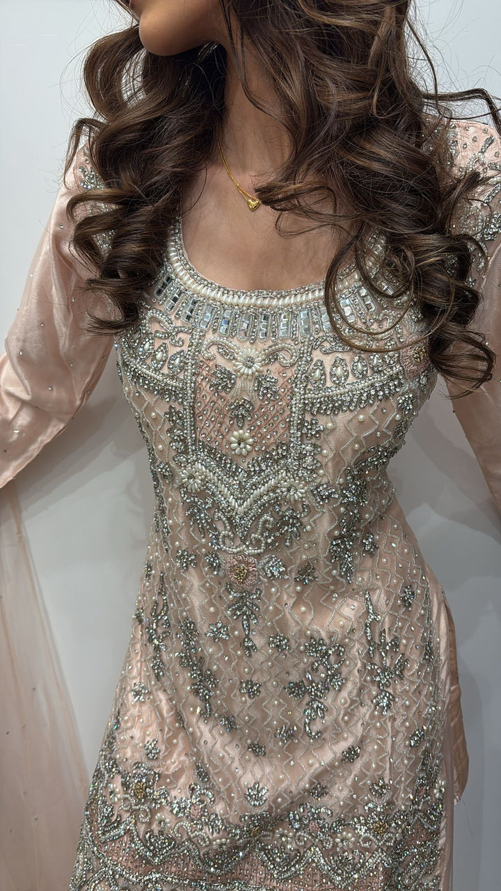 EMBROIDERED NET SHARARA SUIT 0192B