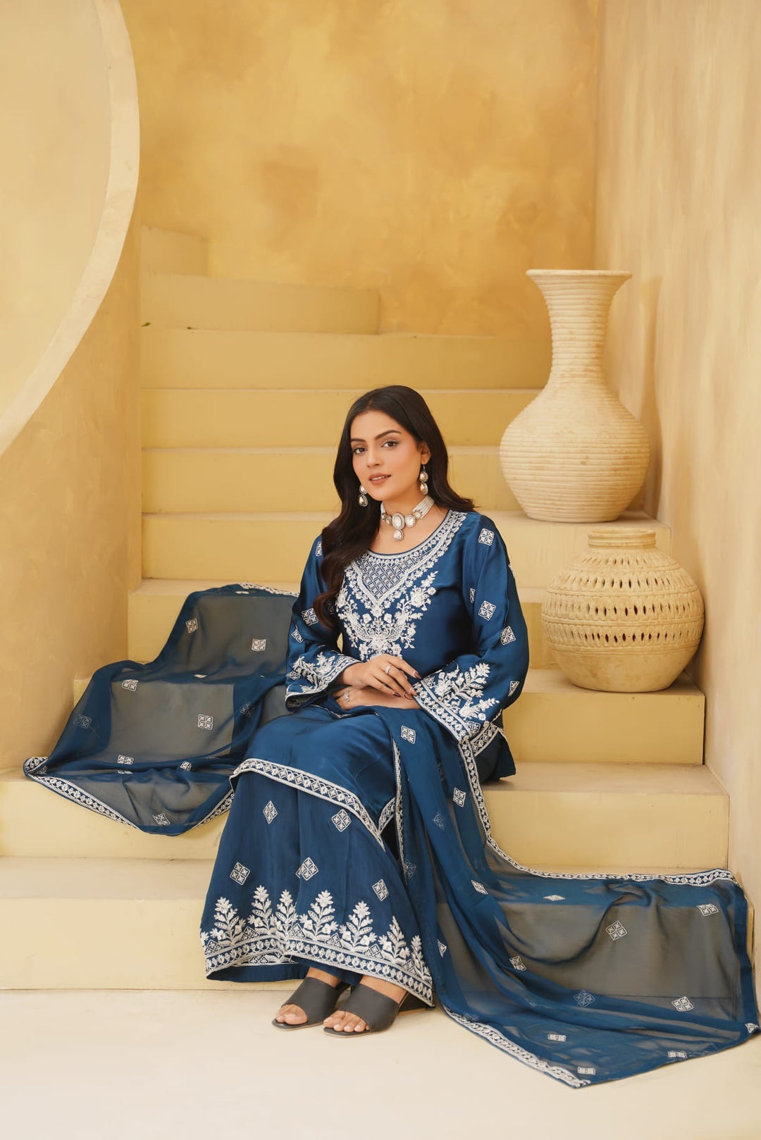 AG20C - AGHA NOOR EMBROIDERED SILK 3 PIECE SUIT