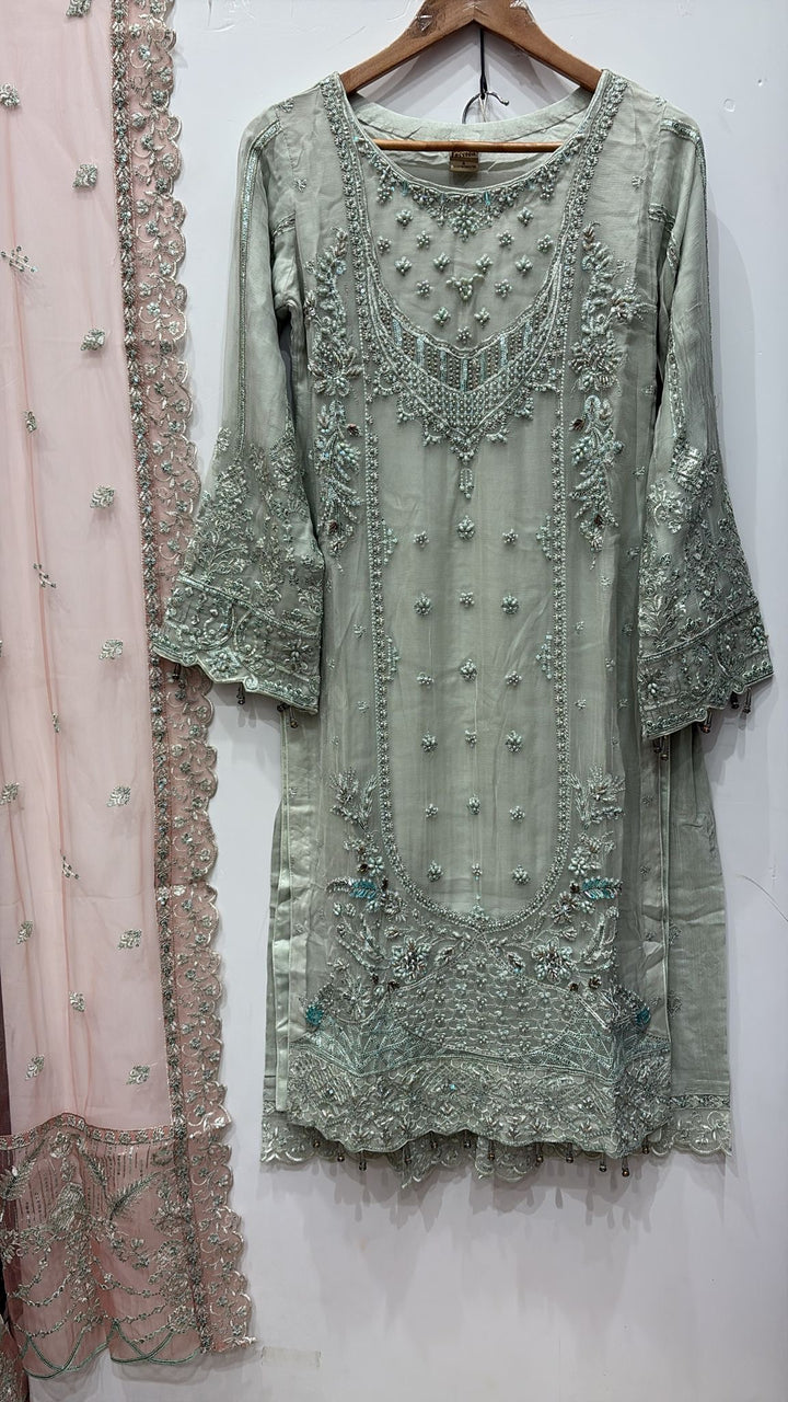 325A- Embroidered Chiffon 3 Piece Suit