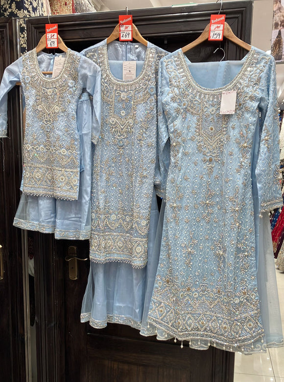 GIRLS EMBROIDERED SHARARA DRESS K646A