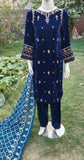 NV45- Embroidered Velvet 3 Piece Suit with Chiffon Dupatta