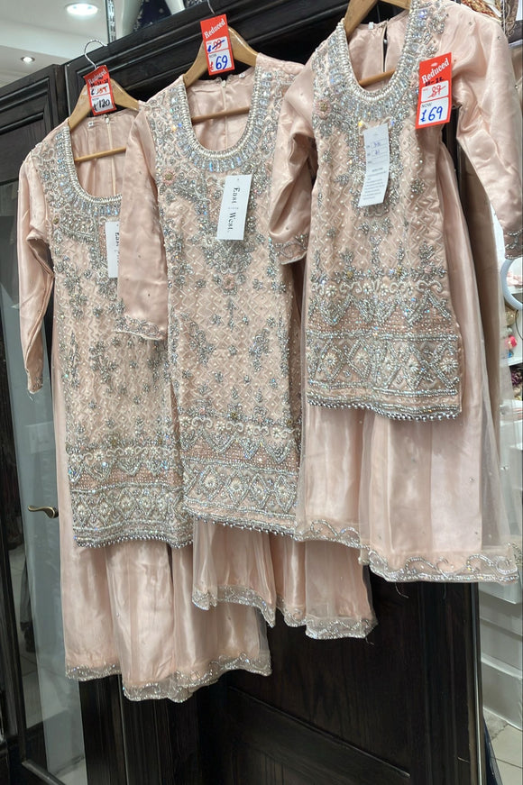 GIRLS EMBROIDERED SHARARA DRESS K646D