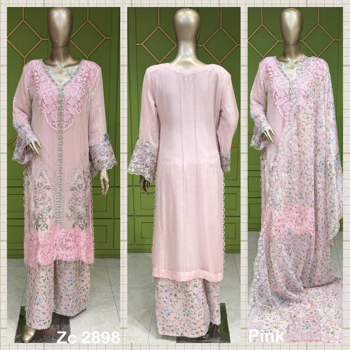 ZC2898A - Maria B Inspired Embroidered Chiffon 3-Piece Suit