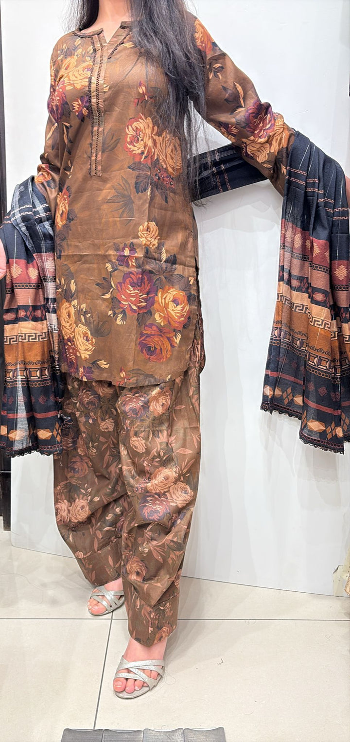 NFBR41 - Baroque Inspired Farshi Shalwar Lawn Print 3 Piece Suit
