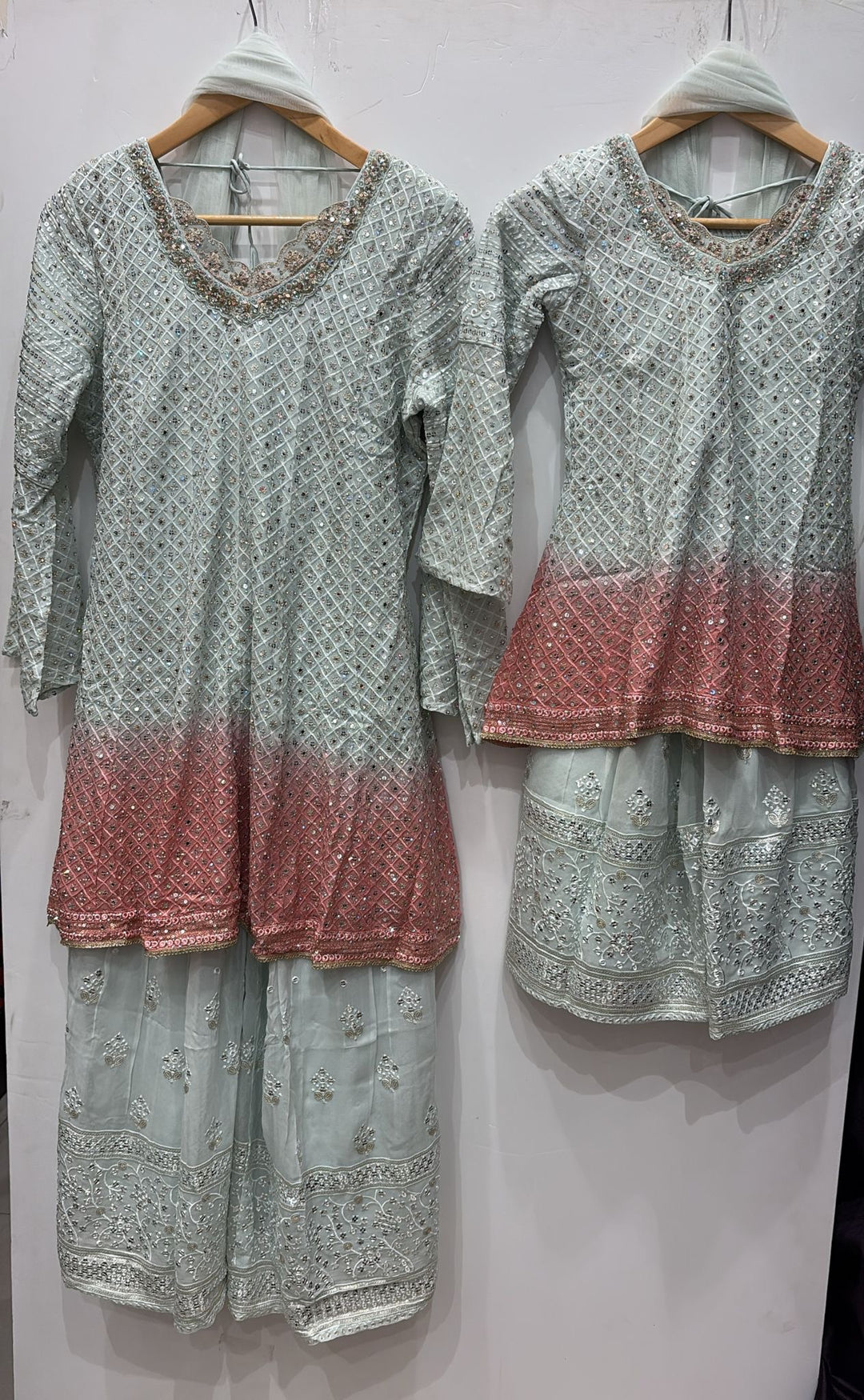 K689B- GIRLS EMBROIDERED SHARARA DRESS