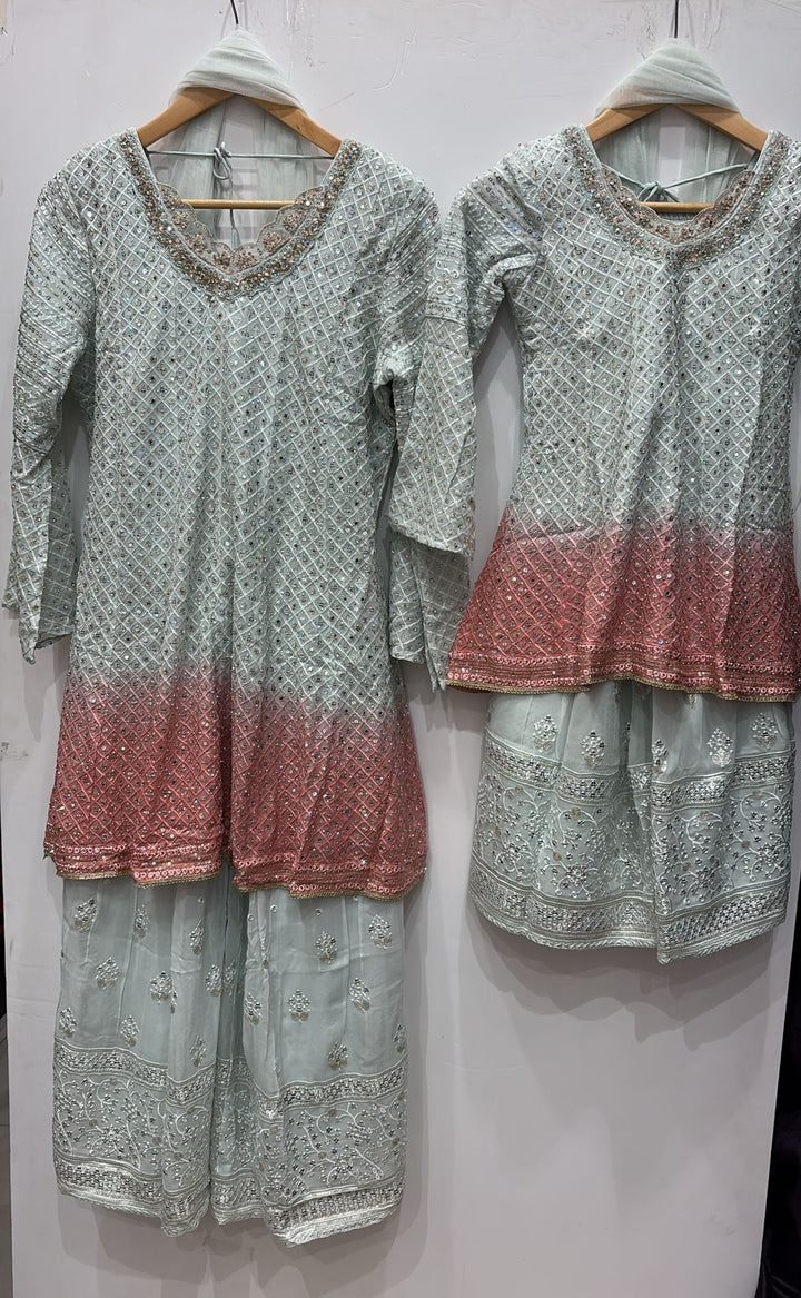 K689B- GIRLS EMBROIDERED SHARARA DRESS