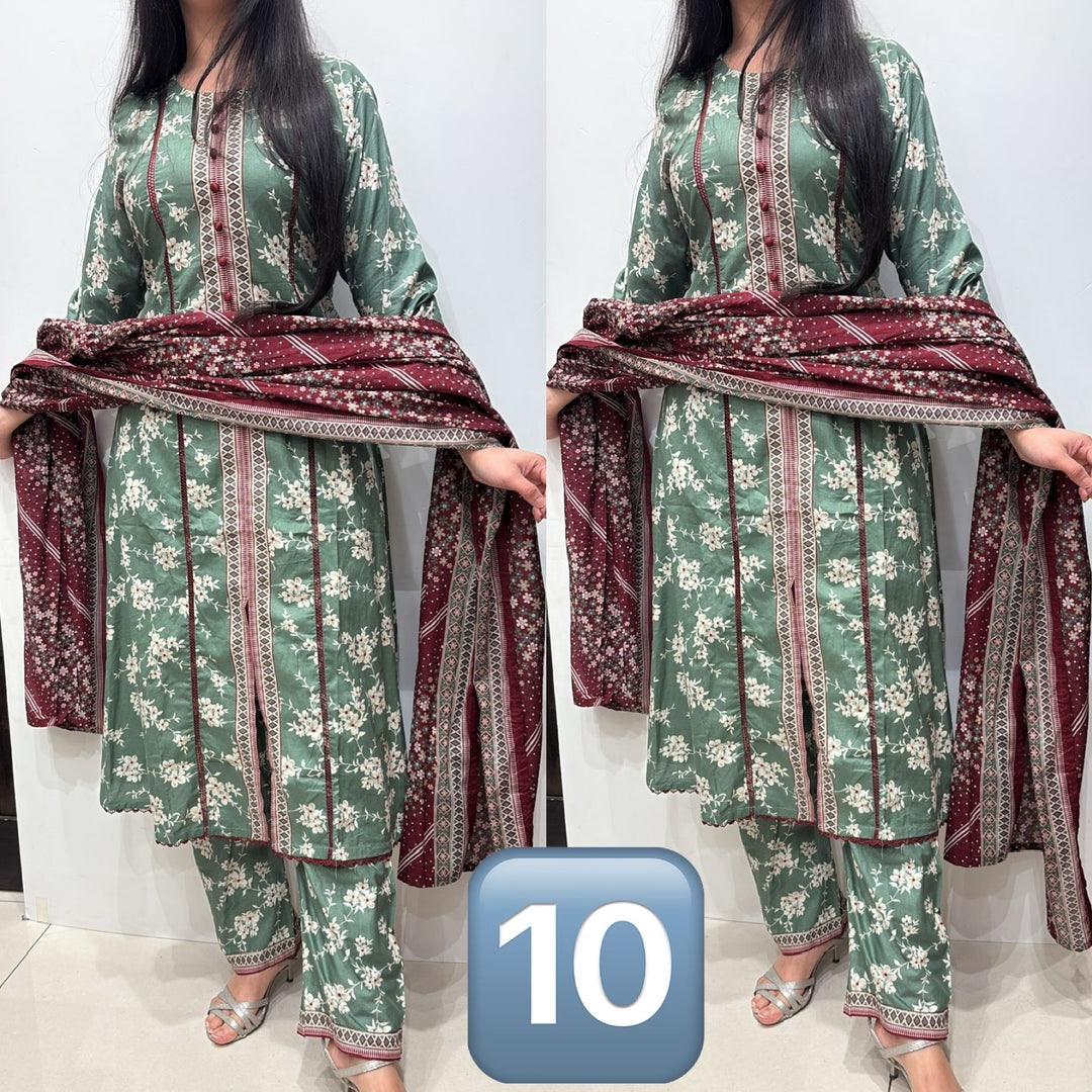 NBS10- Bin Saeed Lawn Print 3 Piece Suit