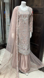 HEAVY EMBROIDERED NET SHARARA SUIT 0193B