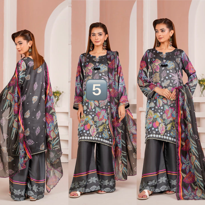 NSH05 - Elegant Silk 3-Piece co-ord Pakistani Suit