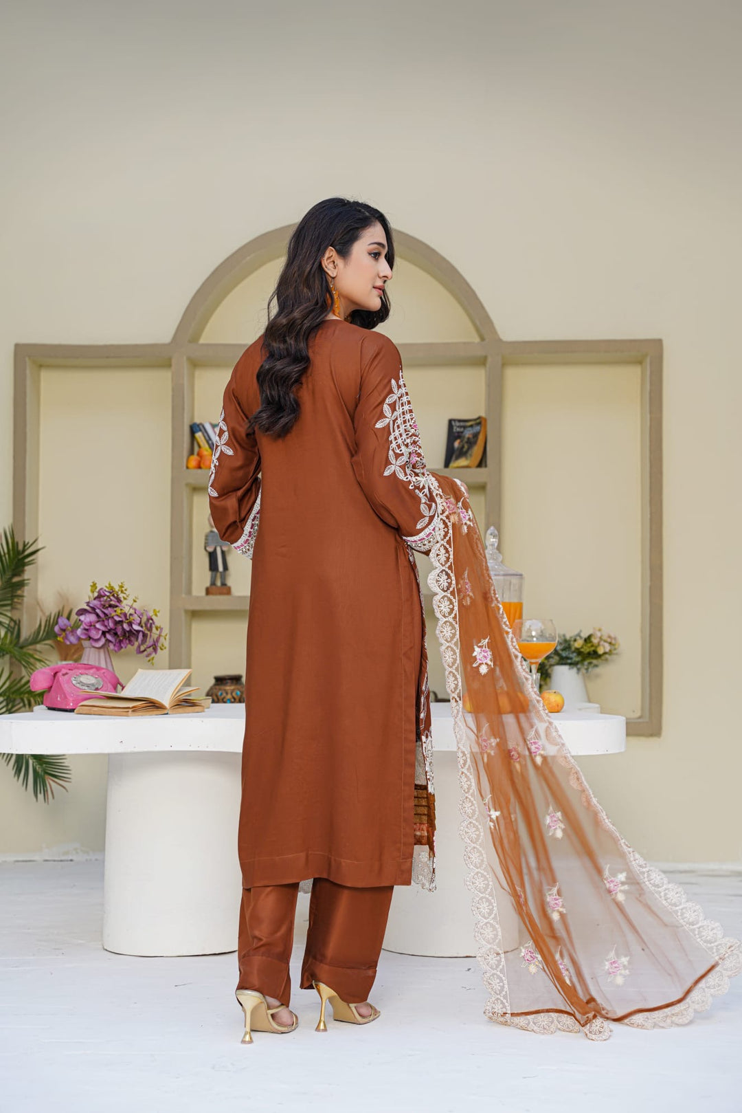 1163D - Embroidered Linen 3 Piece suit