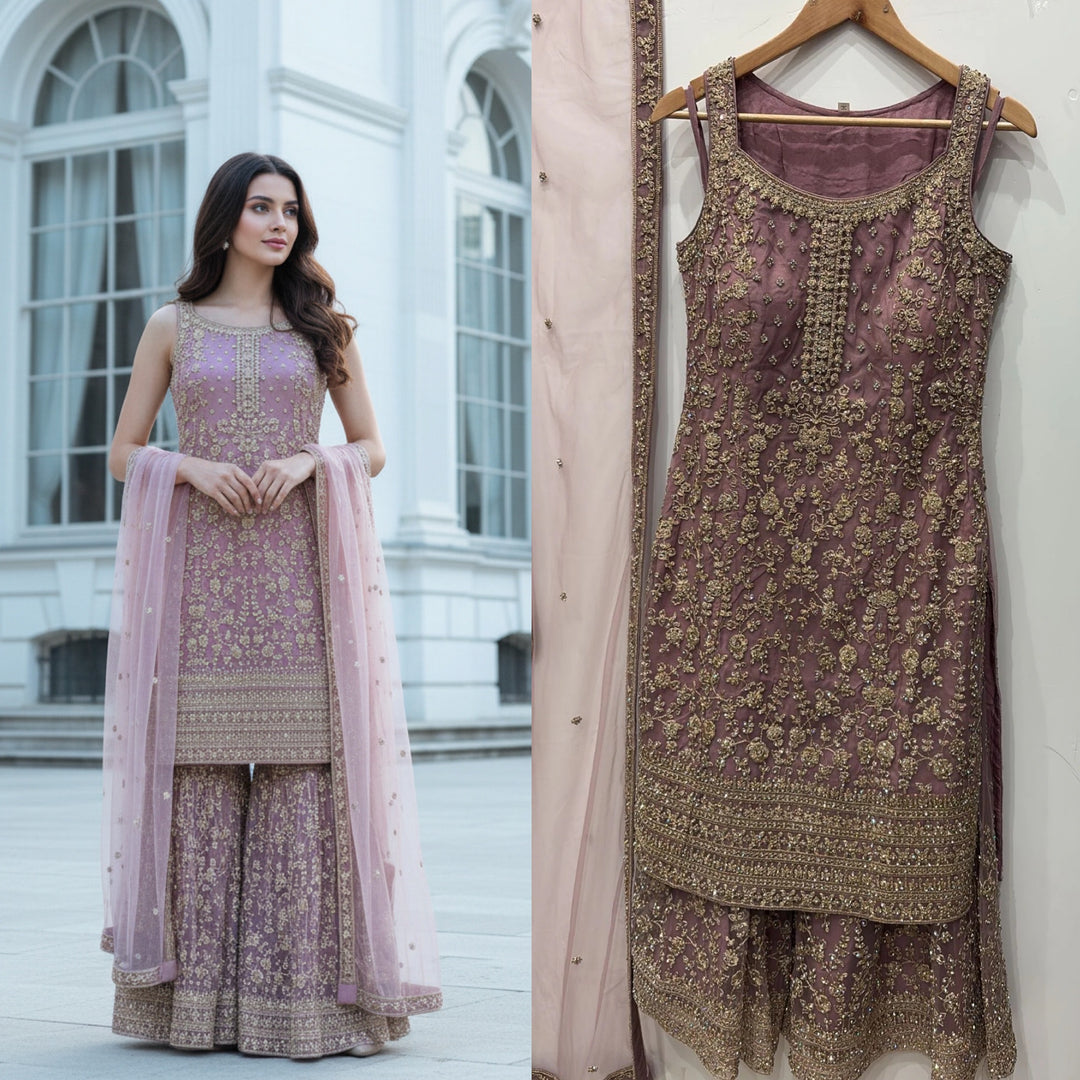 70012c- EMBROIDERED & EMBELLISHED SHARARA SUIT