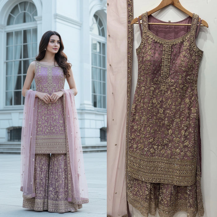 70012c- EMBROIDERED & EMBELLISHED SHARARA SUIT