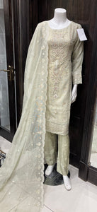 EMBROIDERED MASOORI COTTON SOFT NET 3 PIECE SUIT 221A