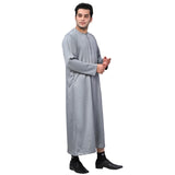 MEN’S GREY SATIN OMANI THOBE - JM221