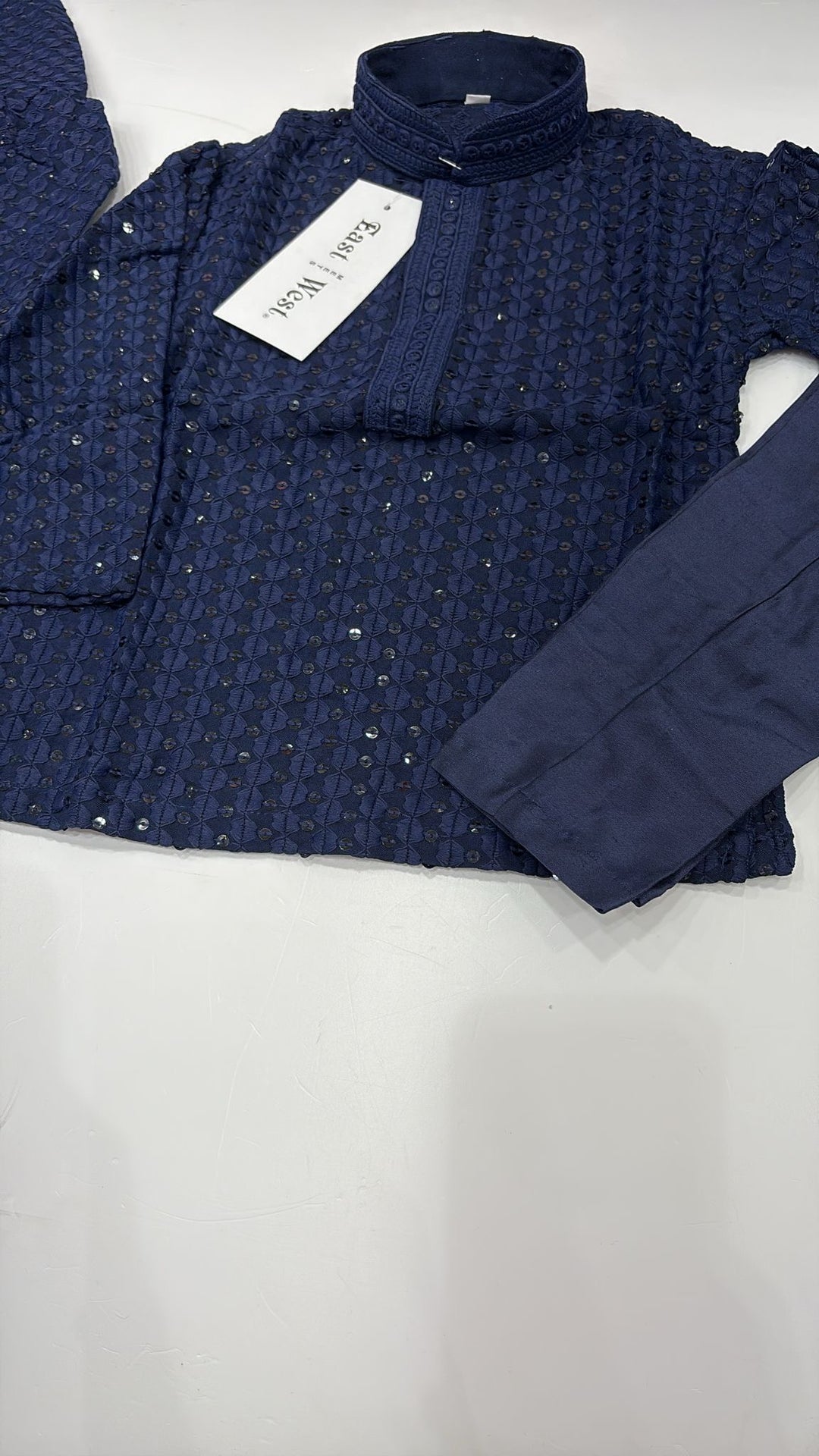 CK702 - Blue Cotton Chikankari Set for Boys and MEN