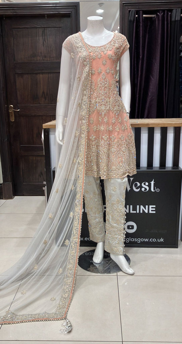 HEAVILY EMBROIDERED NET 3 PIECE SUIT 3081A