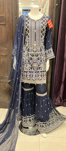 EMBROIDERED CHIFFON GHARARA SUIT 482D