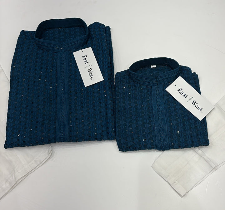 CK707 - Teal Chikankari Set for Boys and Men