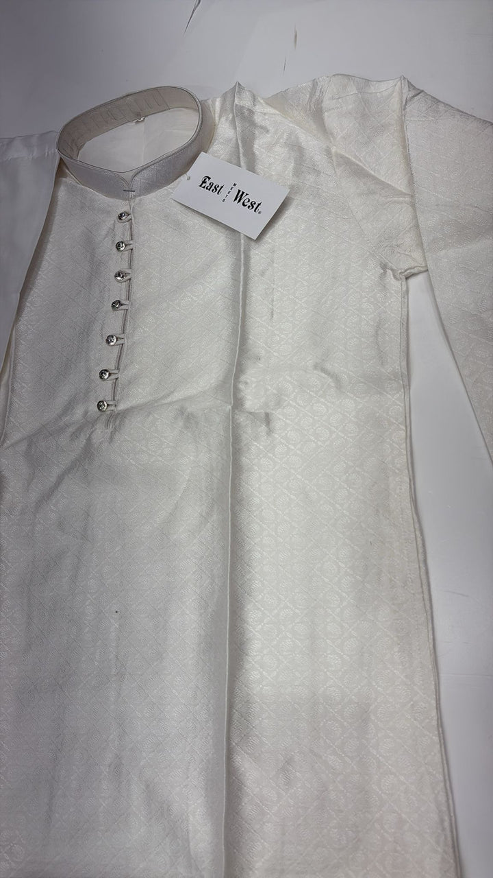 CK601a- White chikankari kameez set for Men and Boys