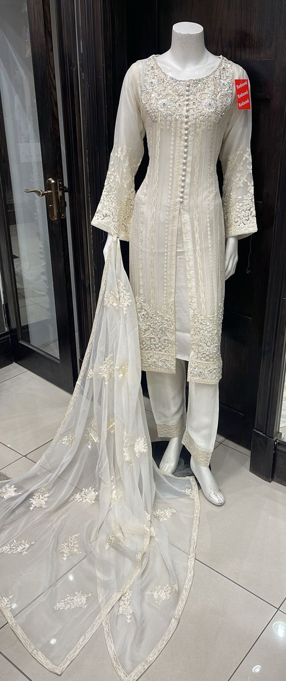 EMBROIDERED CHIFFON 3 PIECE SUIT ADA WORK NM1216D