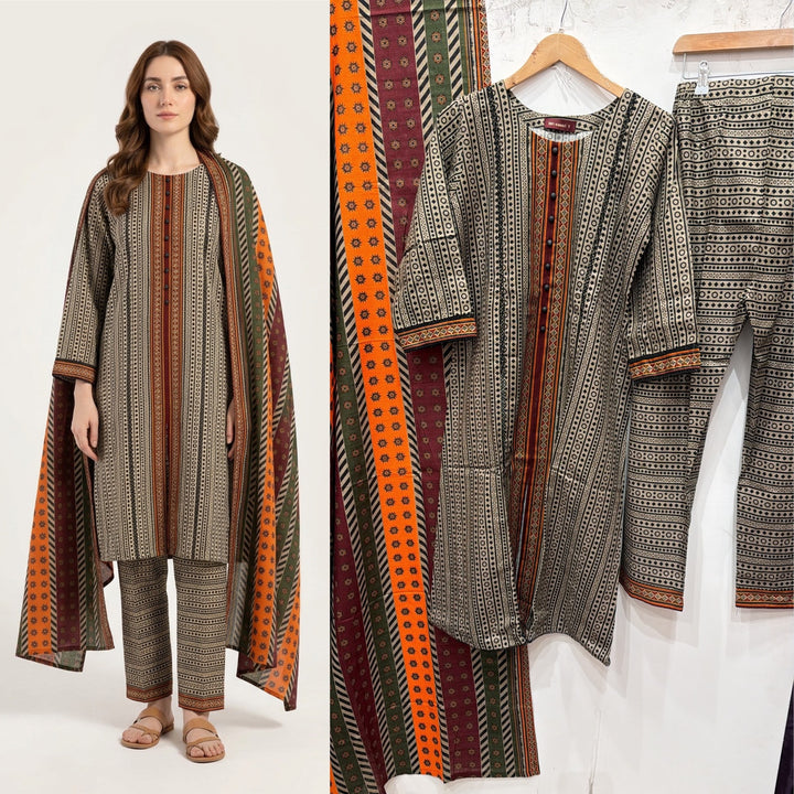 KBS02 Bin Saeed Soft Winter Khadder 3-Piece Suit - East meets west clothing 