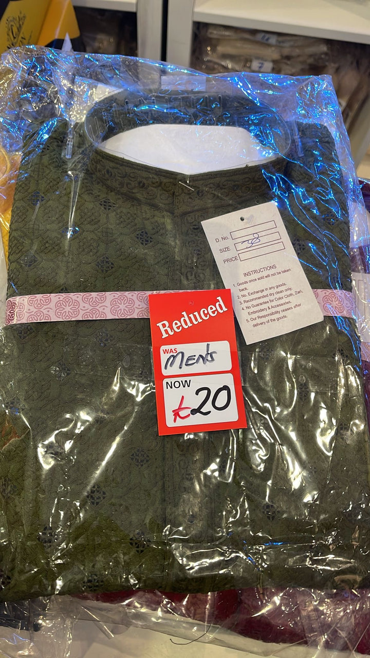 GREEN COTTON CHIKANKARI MEN SUIT CM308