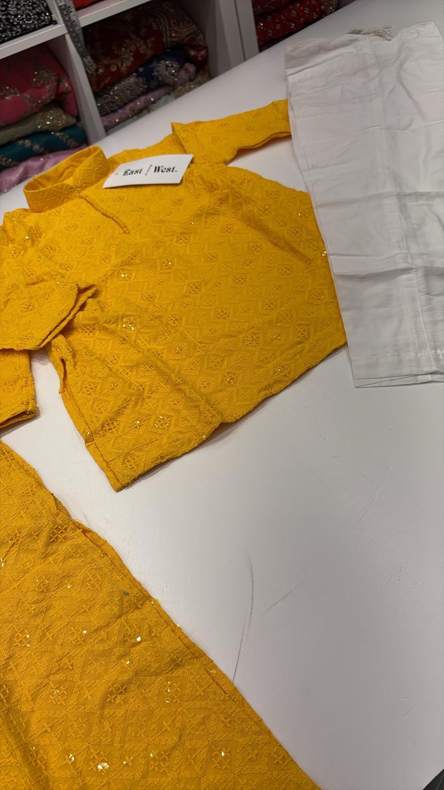 CK704 - Yellow Chikankari Set for Boys and Men