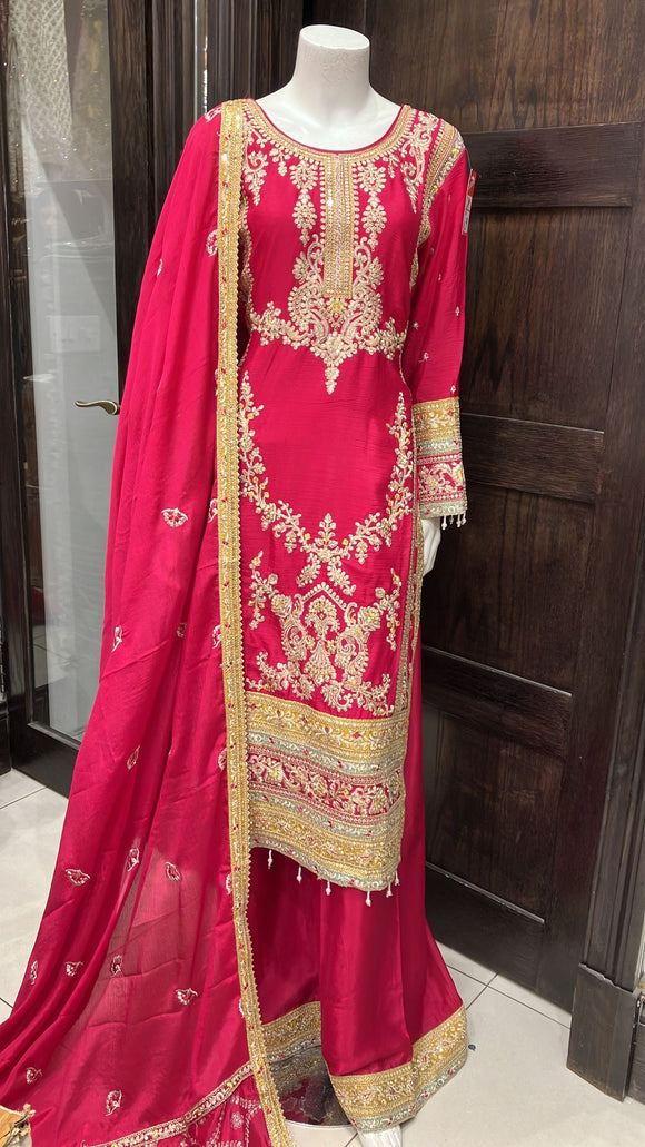 EMBROIDERED SILK 3 PIECE SUIT 109B